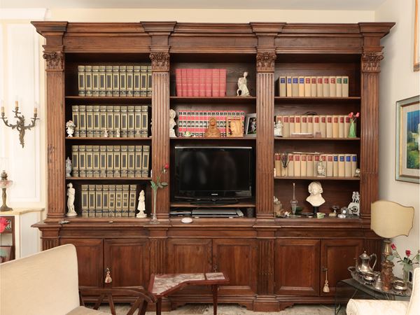 Large walnut bookcase