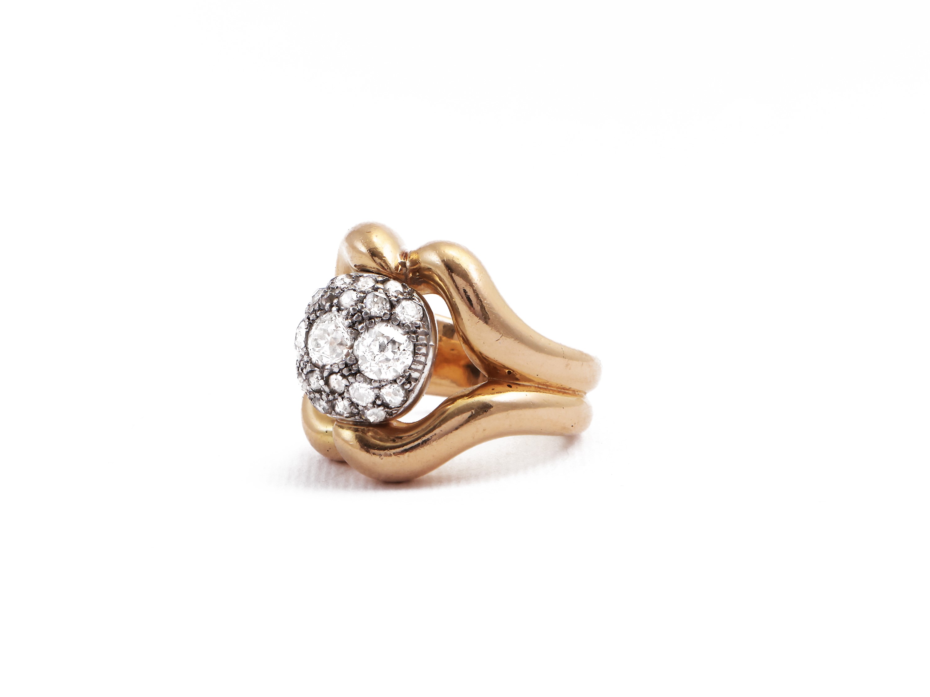 Anello in Oro Giallo e Bianco con Diamanti