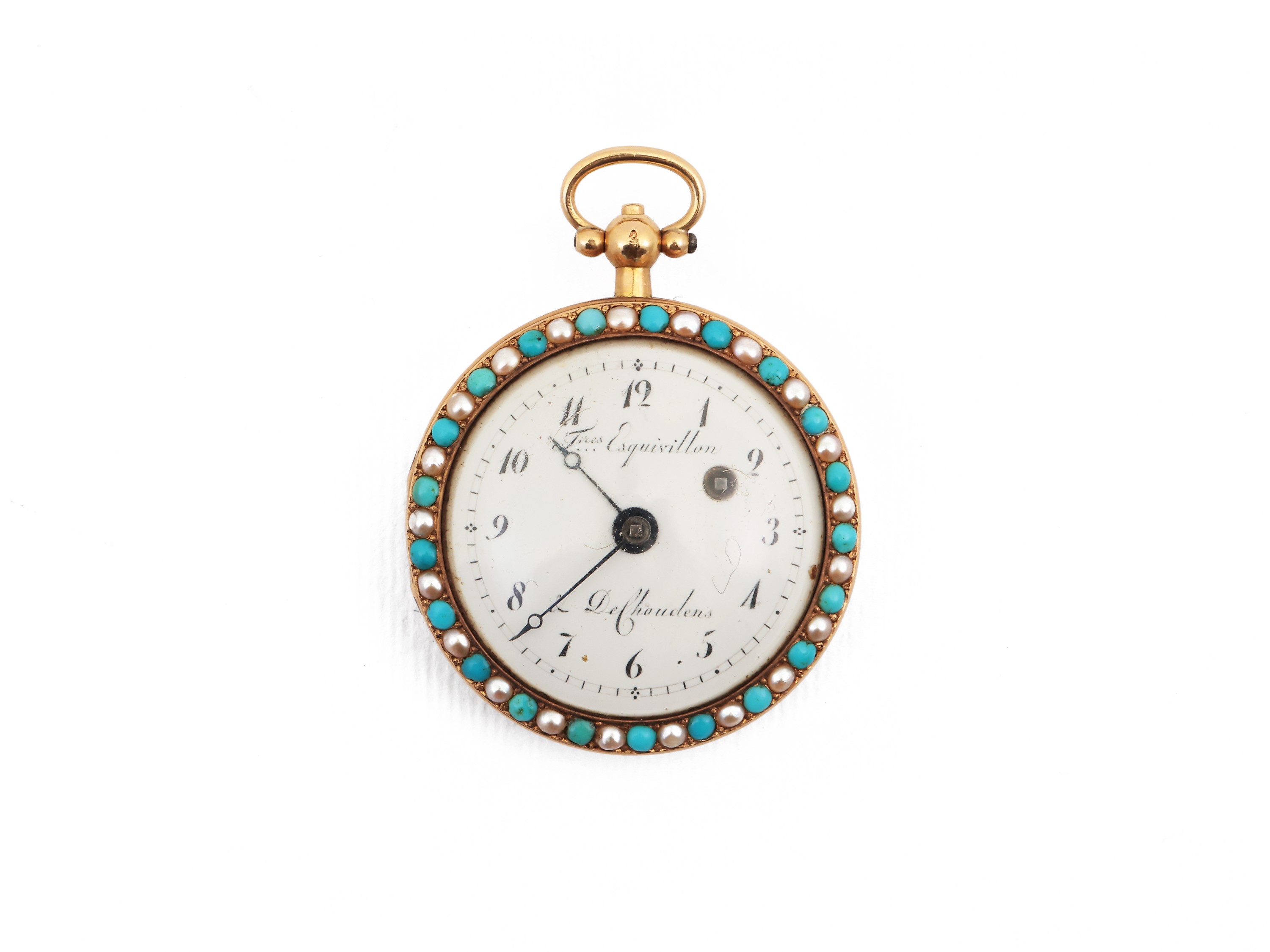 Freres Esquivillon Dechoudens, Orologio da Taschino in Oro Giallo, Smalti e Gemme