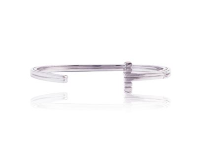 Tom Ford, Bracciale Rigido da Uomo 'striped T' in Oro Bianco