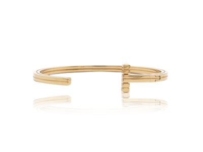 Tom Ford, Bracciale Rigido da Uomo 'striped T' in Oro Giallo