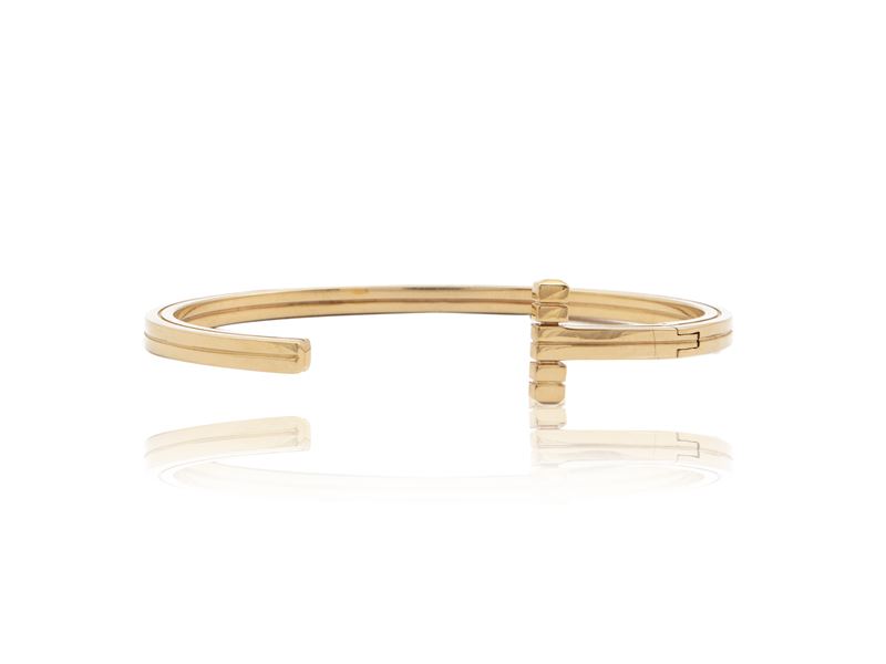 Tom Ford, Bracciale Rigido da Uomo 'striped T' in Oro Giallo