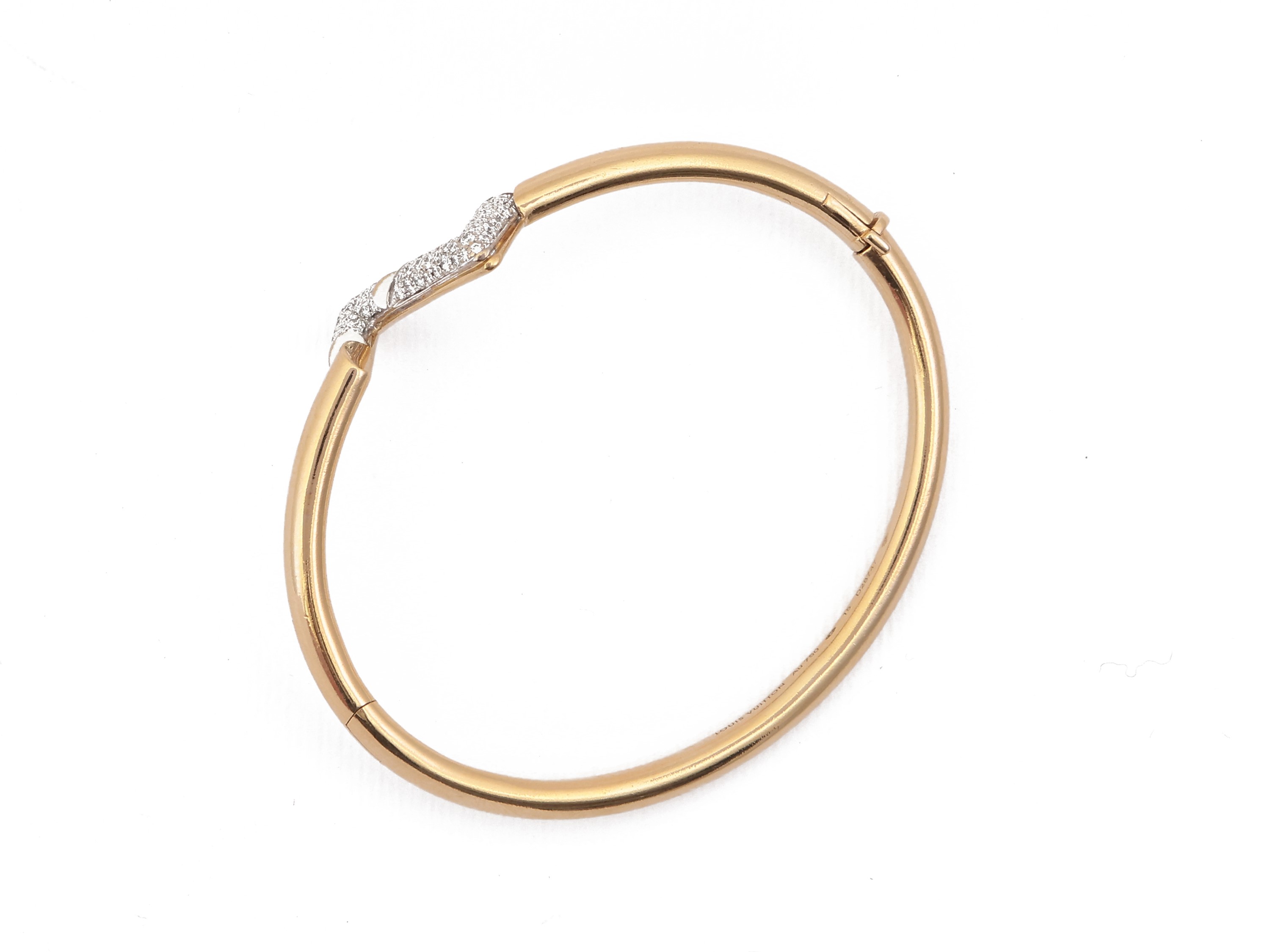 Louis Vuitton, Bracciale Rigido 'LV Volt Upside Down' in Oro Giallo e Diamanti
