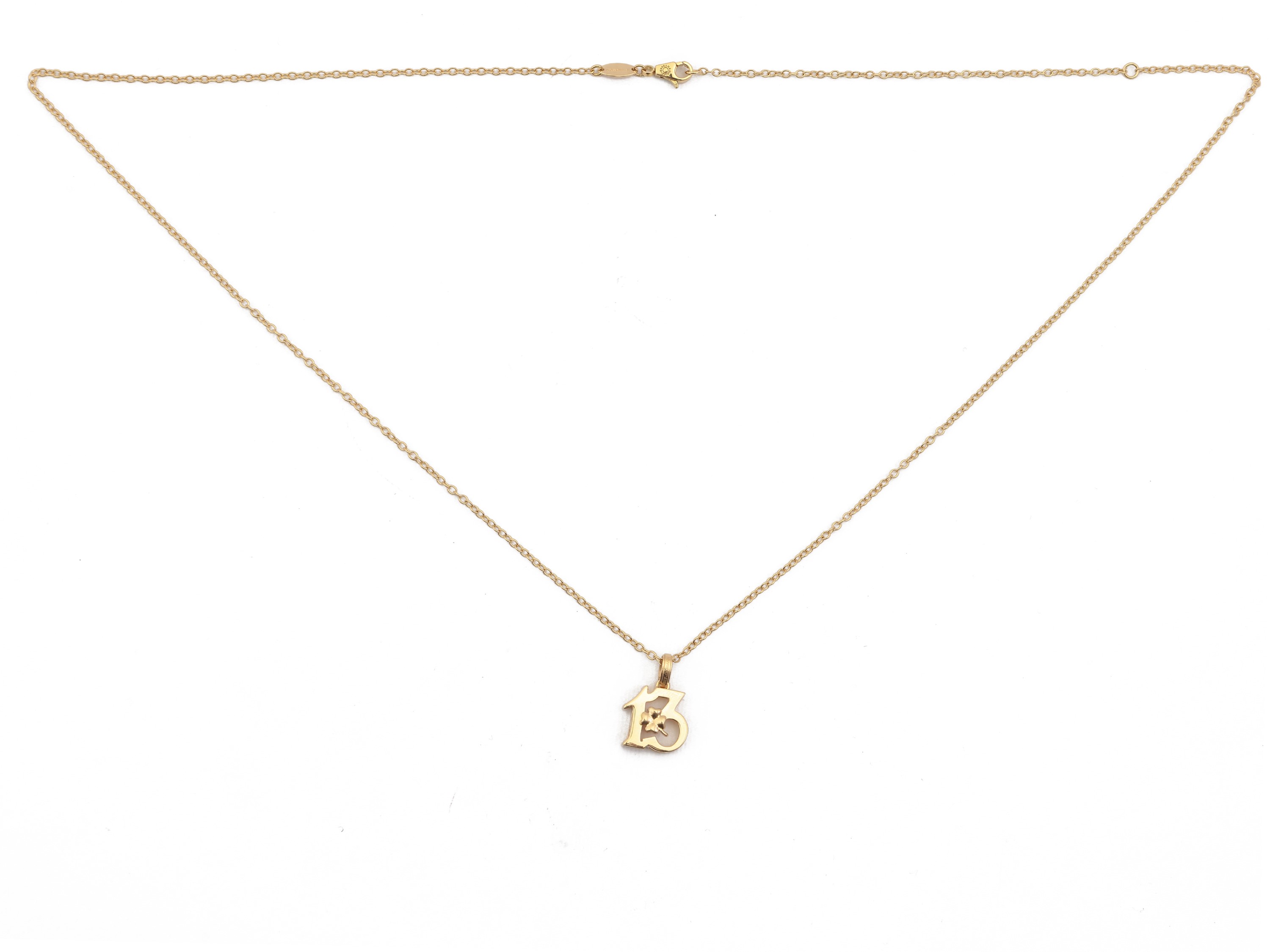 Dolce & Gabbana, Catenina con Pendente '13' in Oro Giallo