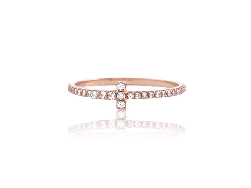 Tiffany & Co 'tiffany T', Fedina Wire in Oro Rosa con Diamanti