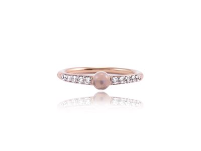 Pomellato, Anello 'M'ama, Non M'ama' in Oro Rosa con Diamanti e Pietra di Luna