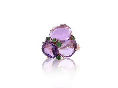 Pomellato, Anello 'bahia' in Oro Rosa con Ametiste e Tsavoriti