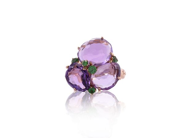 Pomellato, pink gold 'Bahia' ring with amethysts and tsavorites