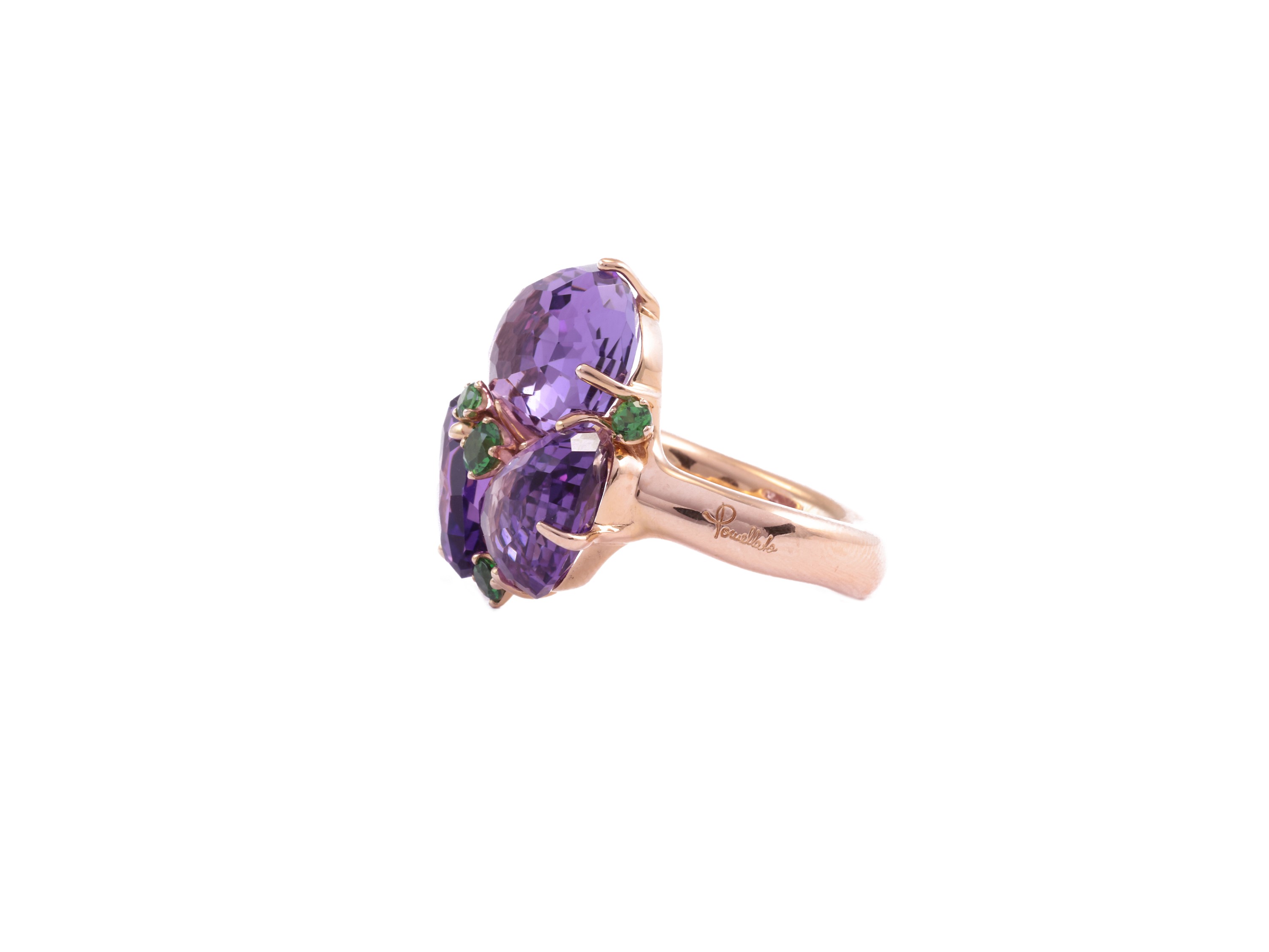 Pomellato, Anello 'bahia' in Oro Rosa con Ametiste e Tsavoriti