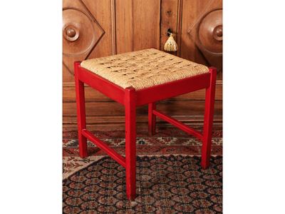 Sgabello in Legno Laccato Rosso