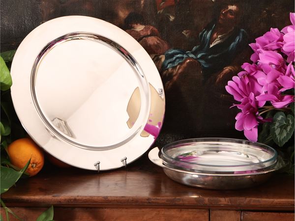 Due accessori per la tavola in metallo argentato, Cassetti