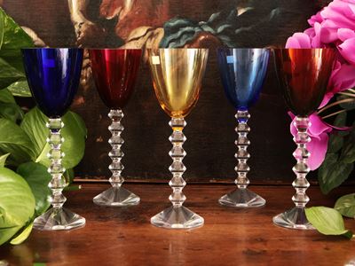Serie di Sei Calici Arlecchino in Cristallo, Baccarat