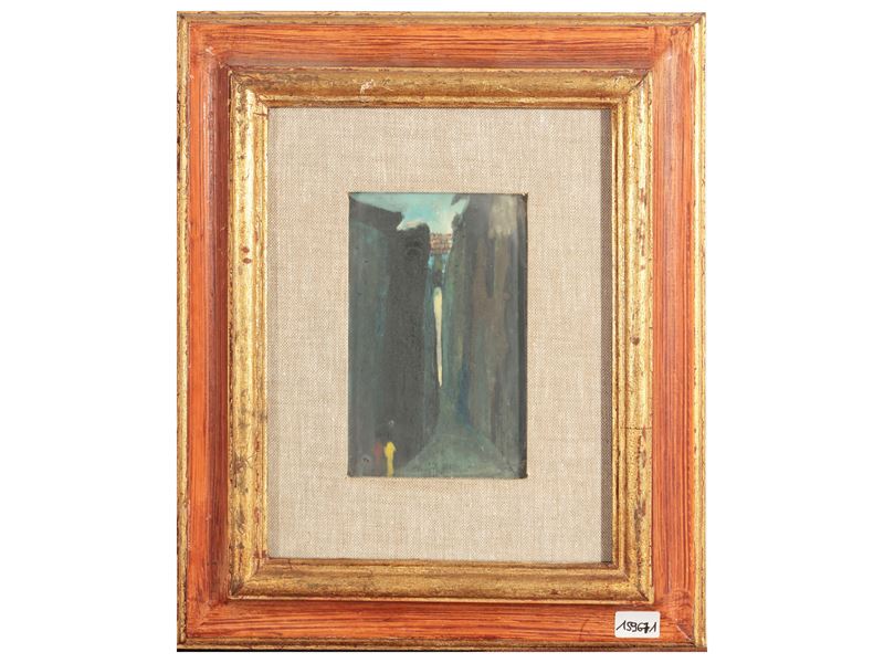 Scuola Italiana Dell'inizio del XX Secolo - Paesaggio con Scorcio di Strada tra Palazzi