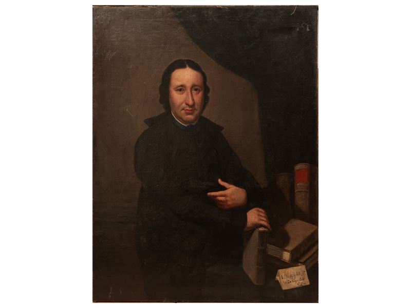 Scuola Dell'italia Centro-meridionale, XVIII Secolo - Ritratto di Prelato con Libri