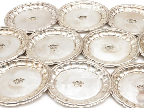 Series of eighteen silver bread plates, attributable to Michele Pilotto