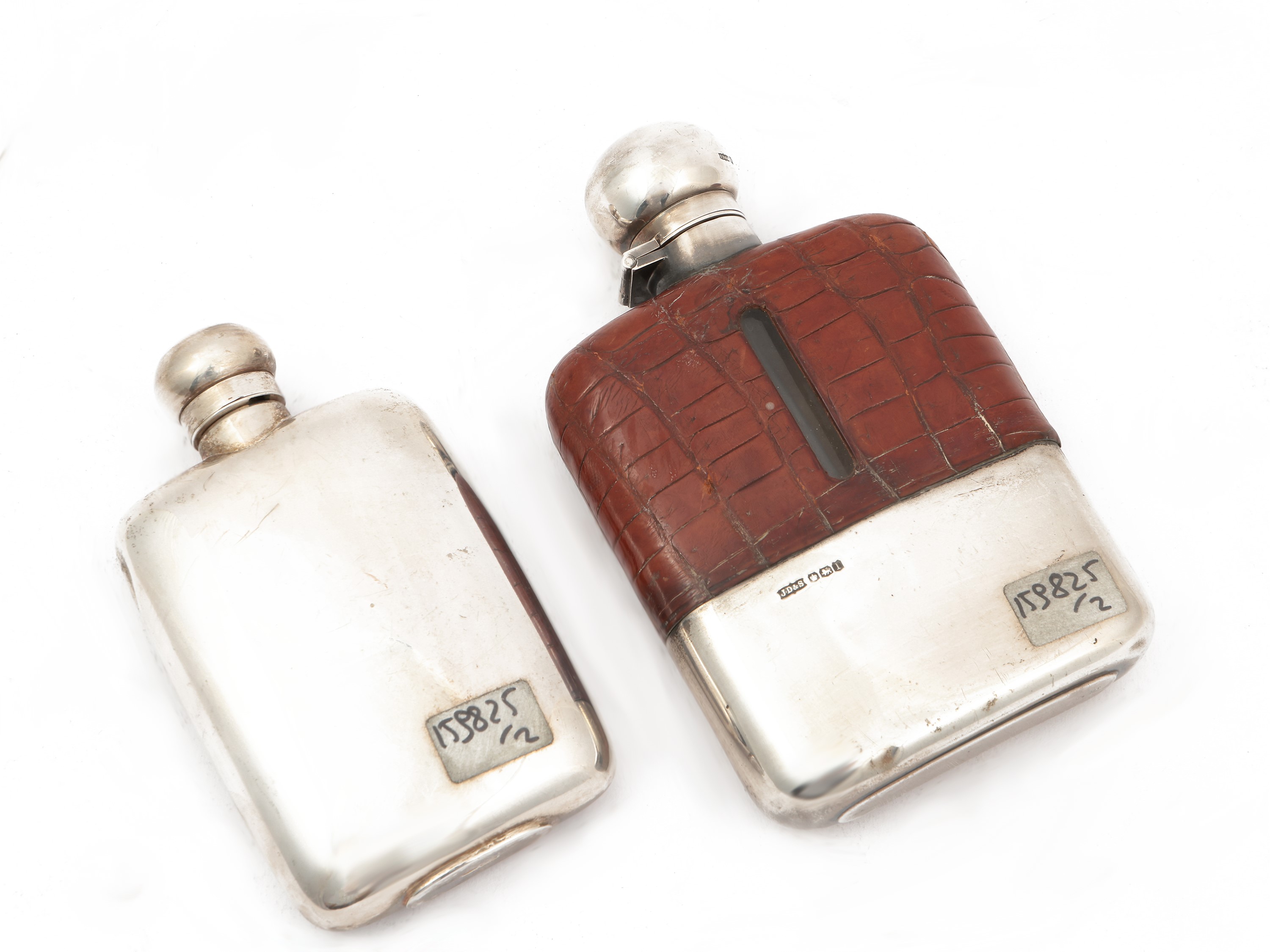 Fiaschetta da Liquore in Argento, Vetro e Cuoio
