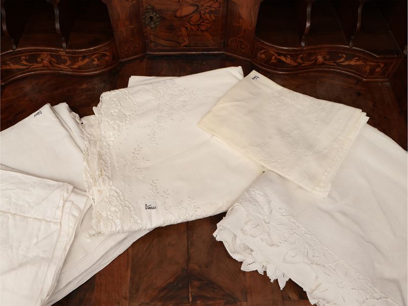Assortimento di Biancheria per Letto Matrimoniale in Lino e Cotone