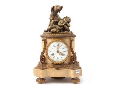 Orologio da Tavolo in Marmo e Bronzo Dorato