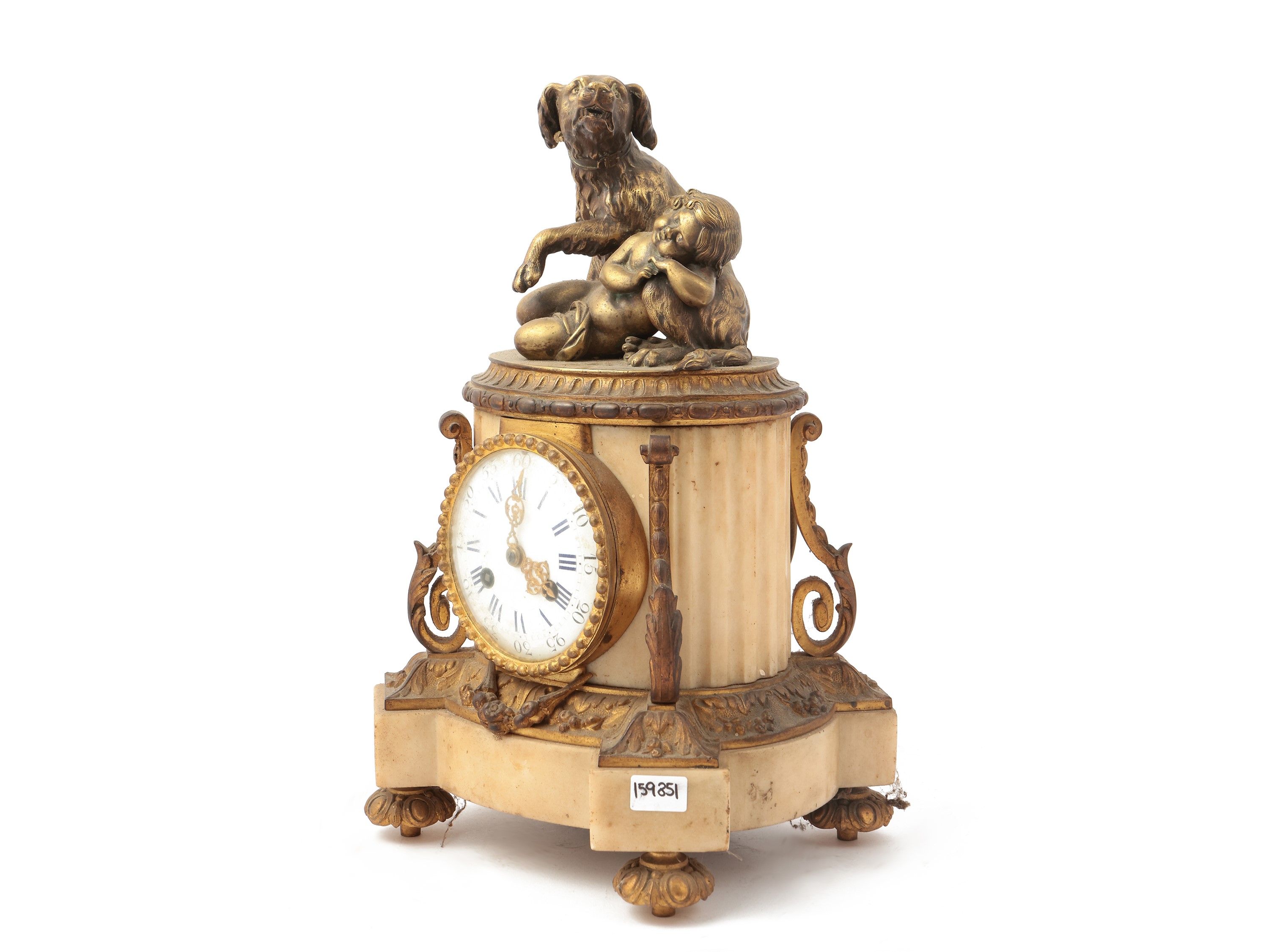 Orologio da Tavolo in Marmo e Bronzo Dorato
