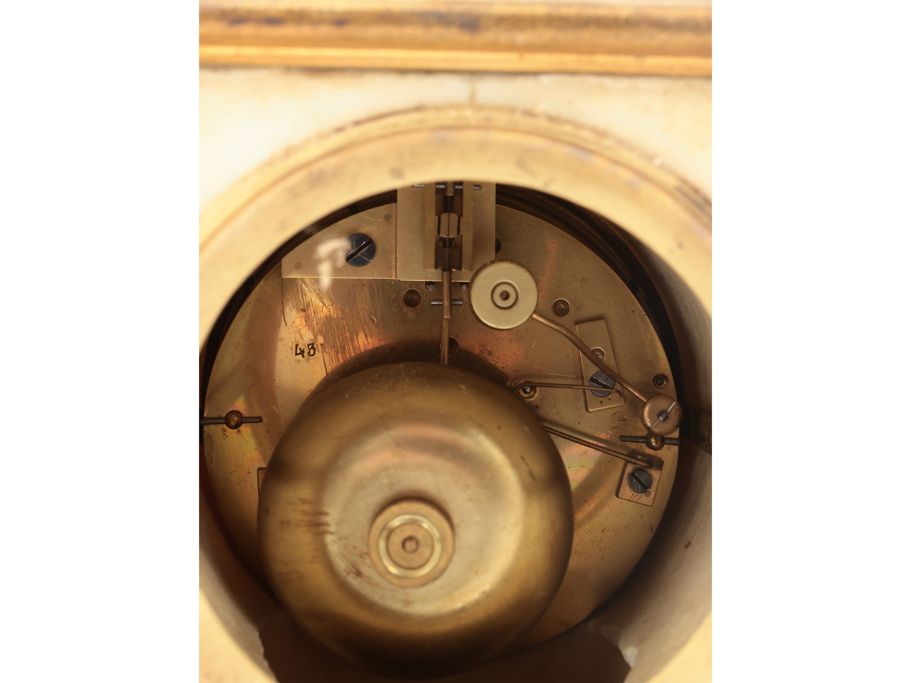 Orologio da Tavolo in Marmo e Bronzo Dorato