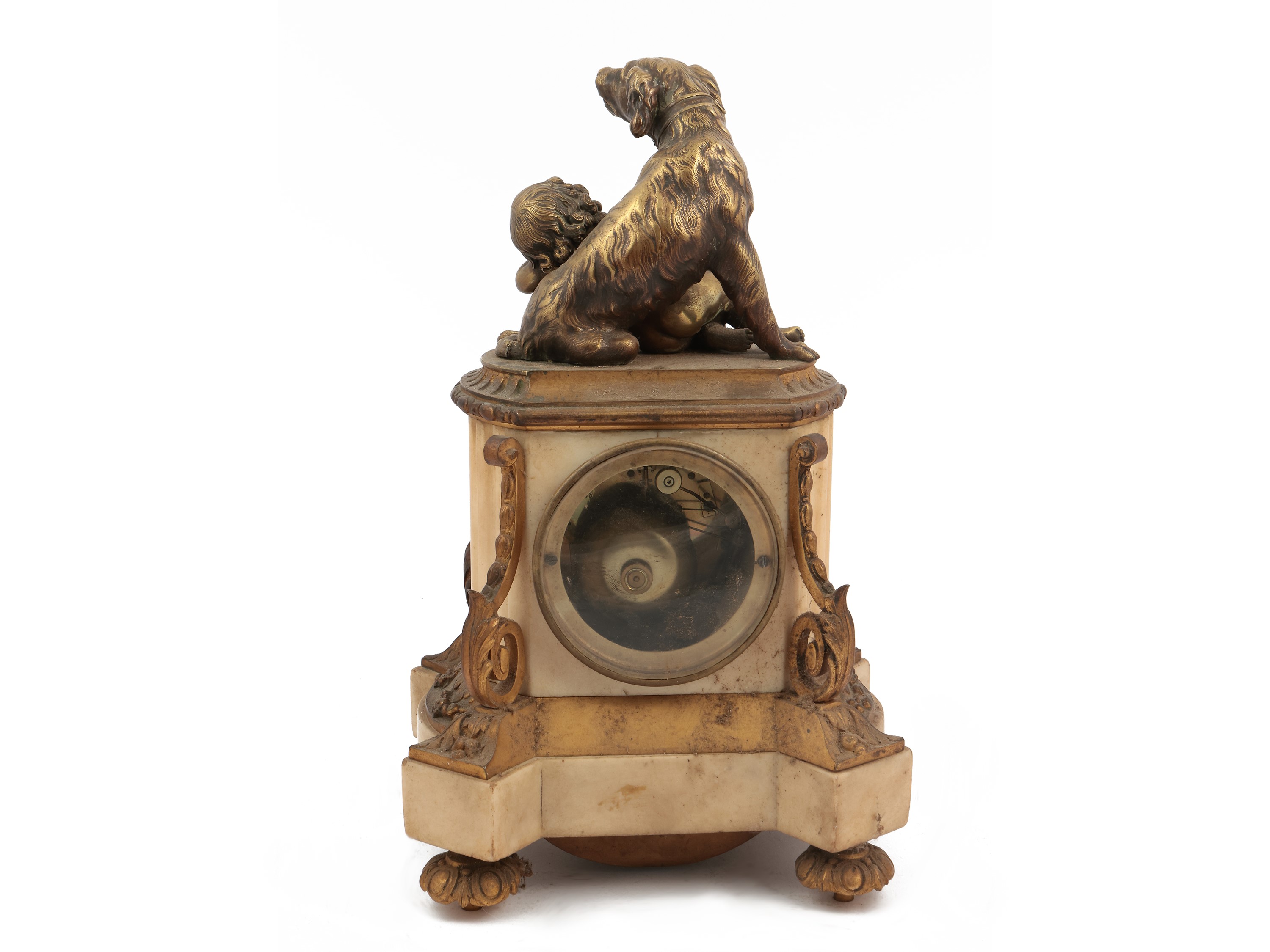 Orologio da Tavolo in Marmo e Bronzo Dorato