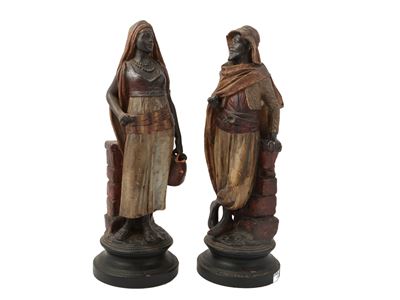 Coppia di Figure in Terracotta Policroma