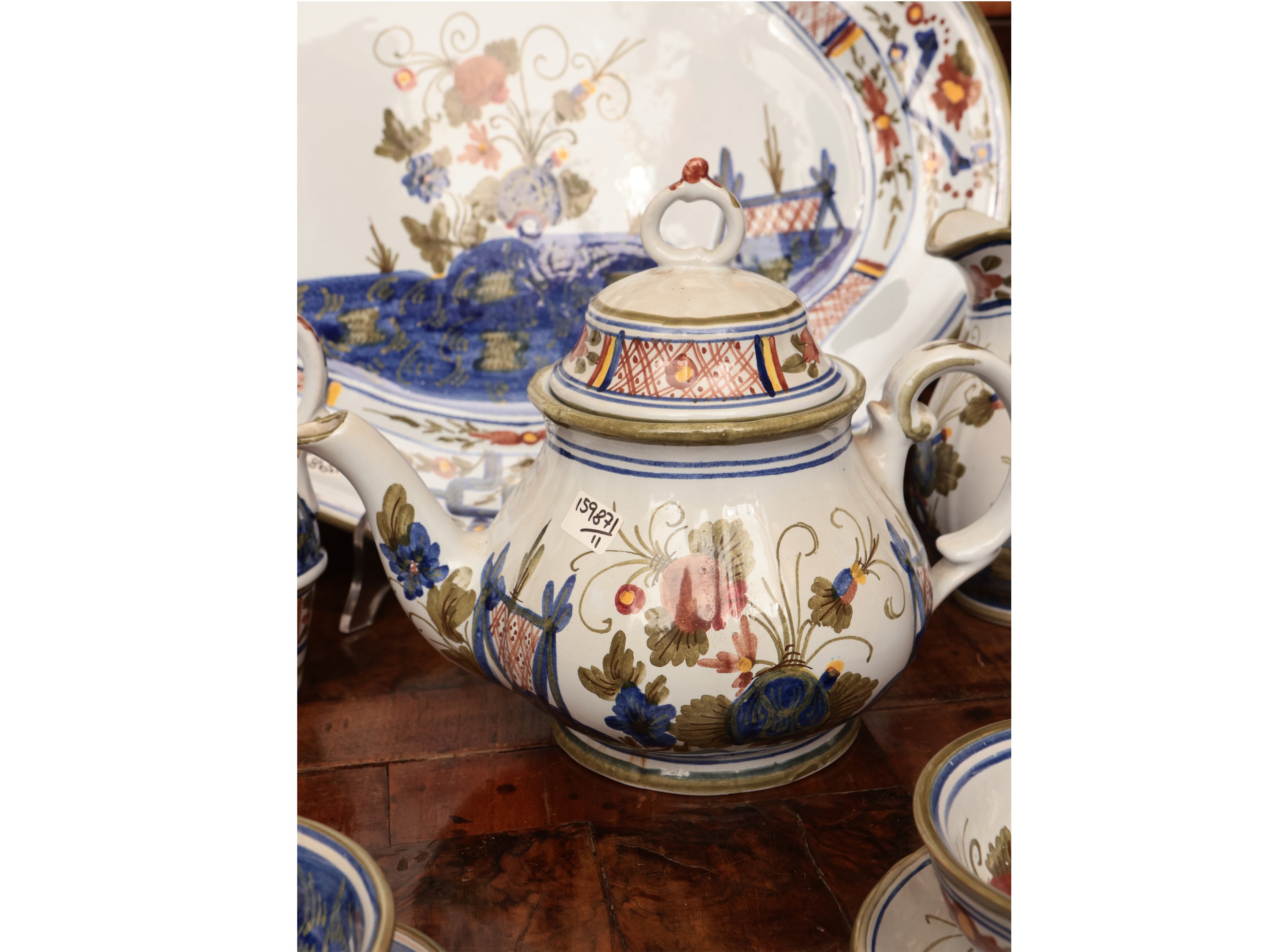 Servizio da Tè in Ceramica Policroma di Faenza