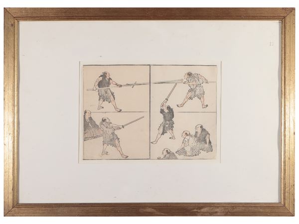 Katsuschika Hokusai - Pratica Kendo