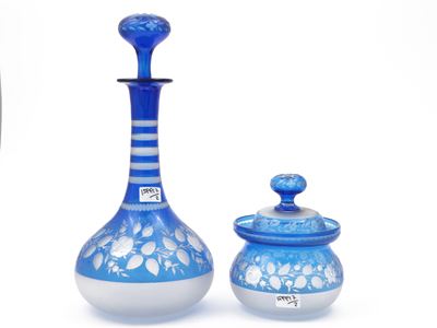 Due Accessori in Cristallo Doppio di Boemia Azzurro