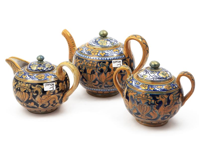Servizio da Tè in Ceramica Smaltata a Lustro, Gualdo Tadino
