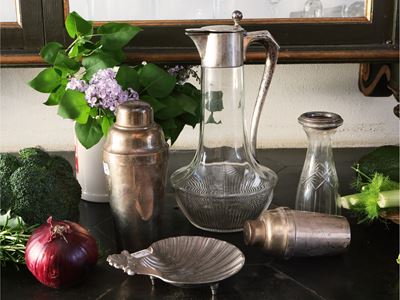 Caraffa in Cristallo di Gusto Art Nouveau Rilegata in Argento