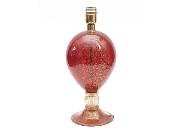 Ruby red glass lamp base
