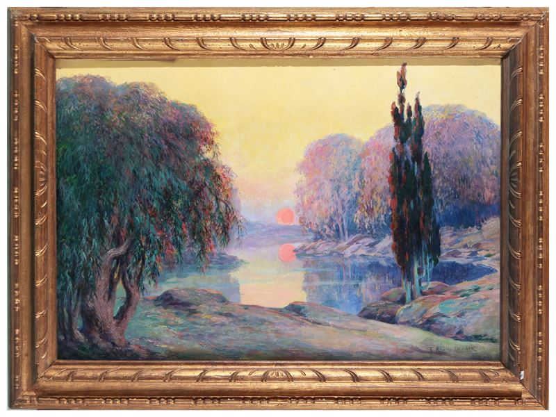 Scuola Francese del XIX/XX Secolo - Paesaggio al Tramonto