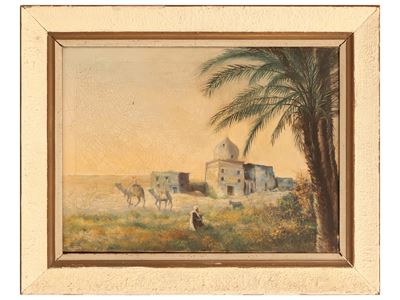 Paesaggio Orientale con Architetture e Personaggi