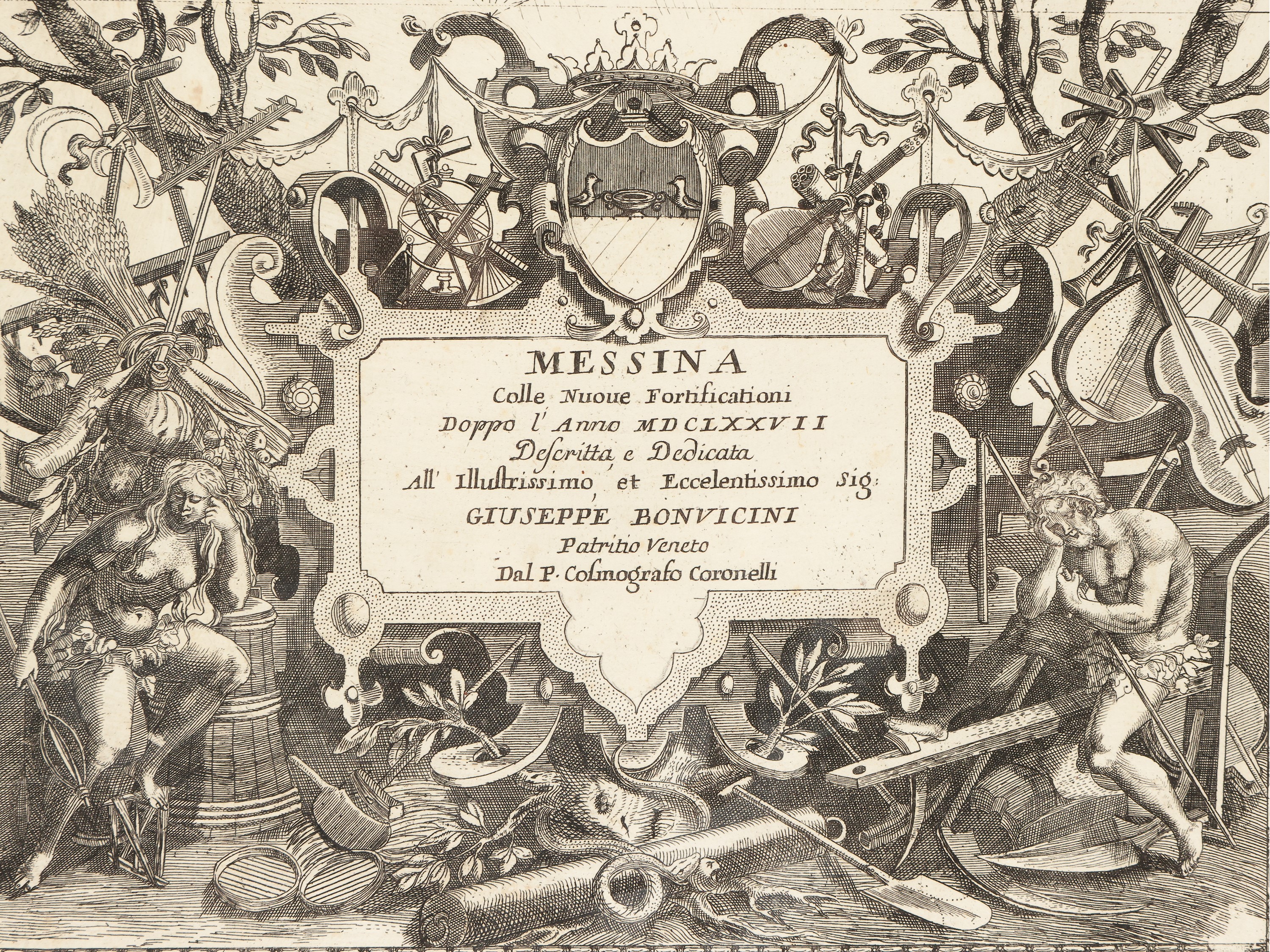 Vincenzo Maria Coronelli - Messina Colle Nuove Fortificazioni Doppo L'anno 1677