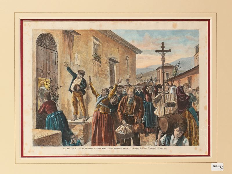 Gli Abitanti di Nicolosi ... Dopo L'eruzione Dell'etna - Tipi Siciliani