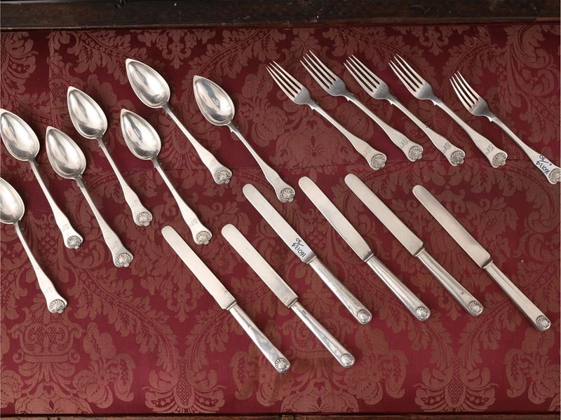 Assortimento di Posate in Argento, Pini Firenze, XIX Secolo