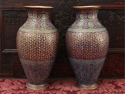 Coppia di Vasi a Balaustro in Smalti Cloisonné