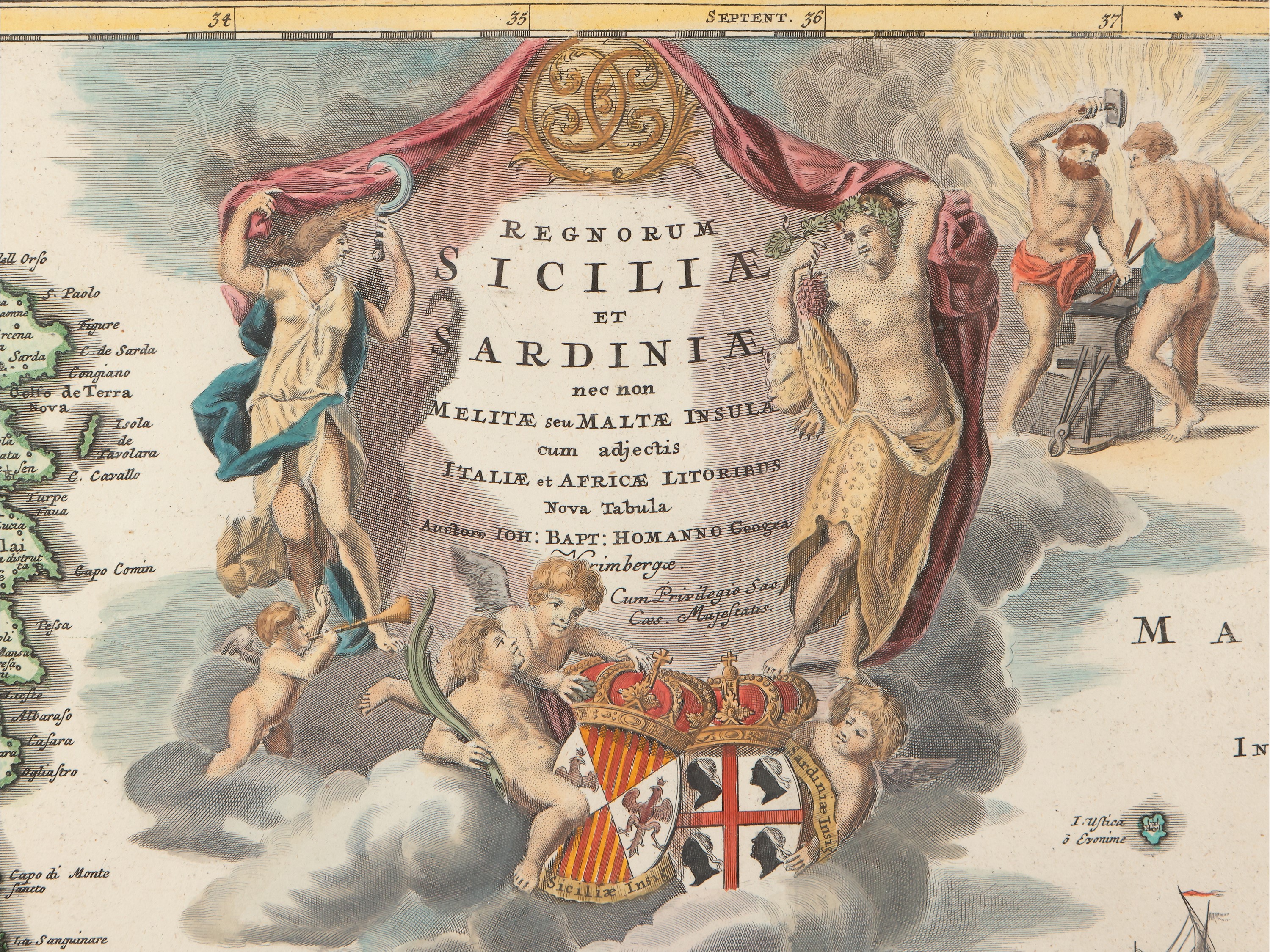 Johann Baptist Homann - Regnorum Siciliae Et Sardiniae 1705