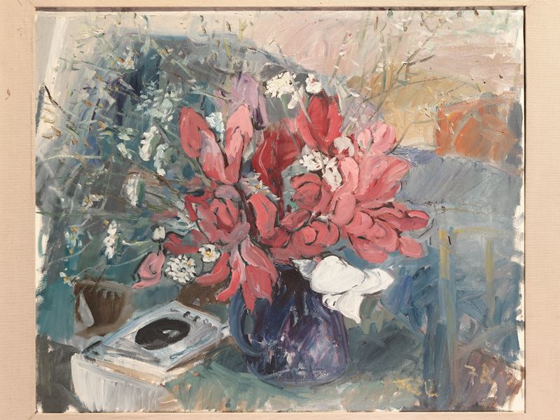 Composizione con fiori e oggetti 1978