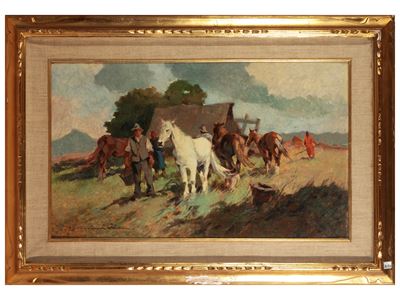 Paesaggio con Contadini e Cavalli