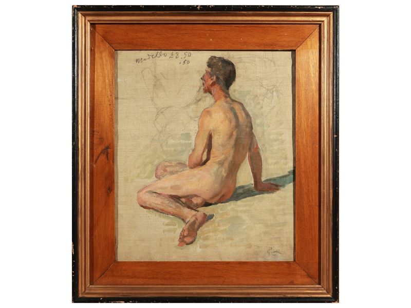 Francesco Gioli - Nudo Maschile. Studio per Nudi sulla Spiaggia