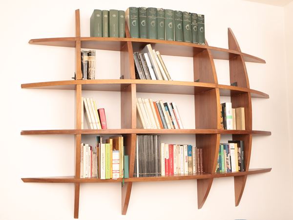 Walnut hanging bookcase