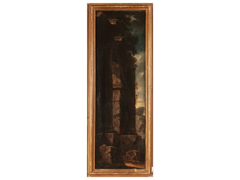 Scuola Romana del XVIII/XIX Secolo - Capriccio Architettonico con Ruderi Classici