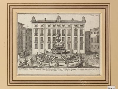 Veduta del Palazzo Senatorio e della Fontana del Pretore - Veduta della Porta Felice ...