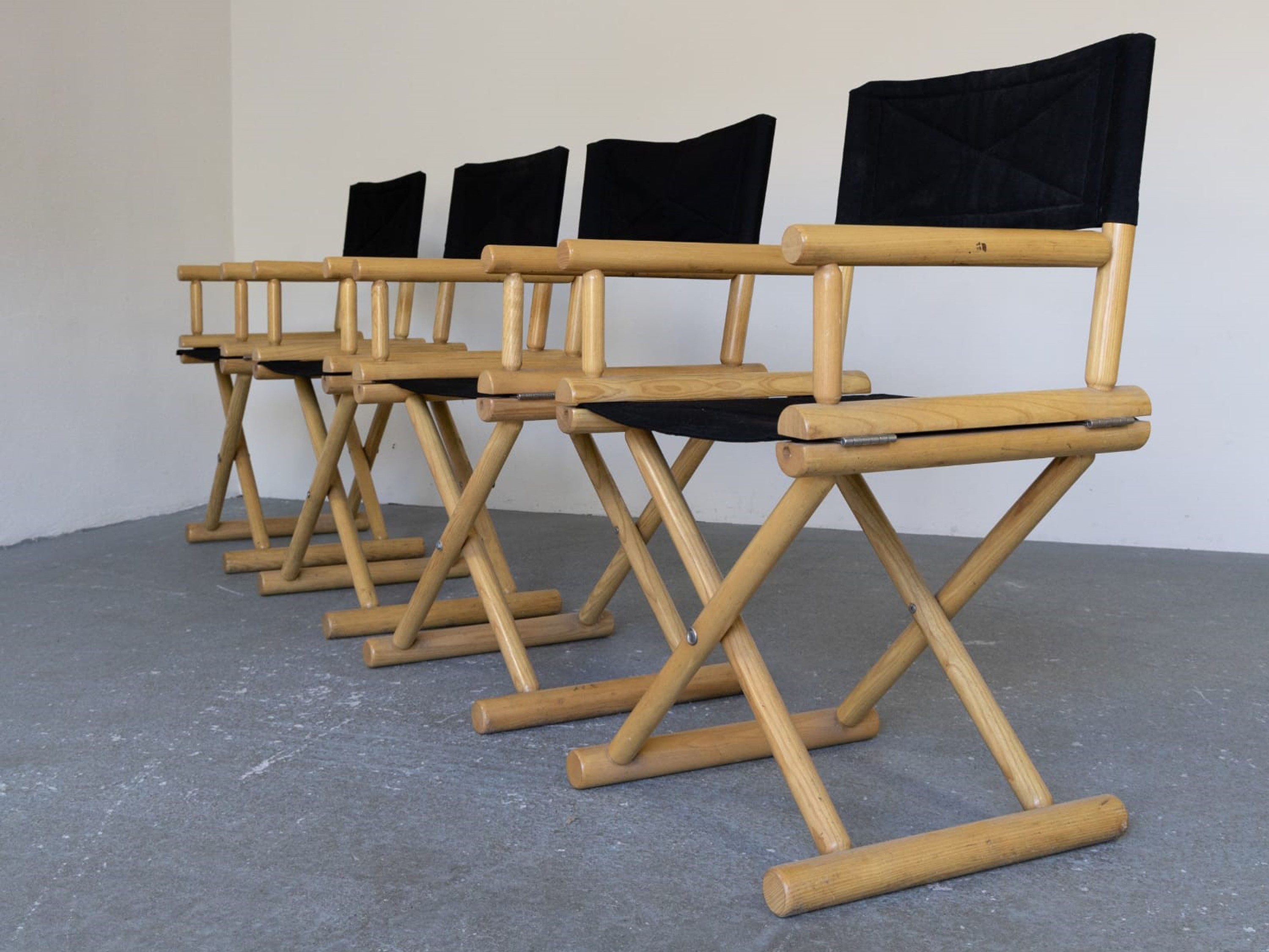 Serie di Quattro Poltroncine Pieghevoli da Regista
