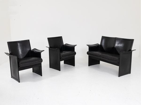 Sofa and pair of KOrium model armchairs by Tito Agnoli for Matteo Grassi