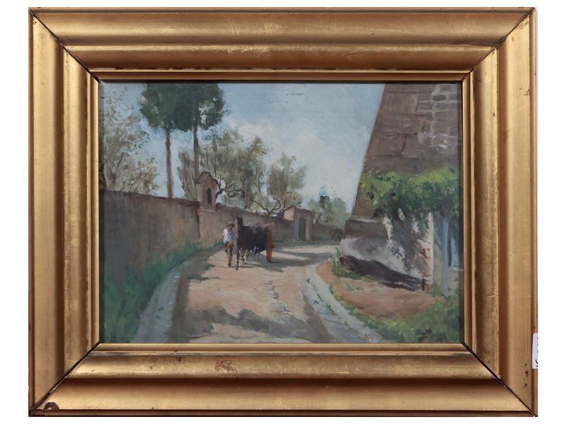 Scorcio di Strada con Uomo e Cavallo