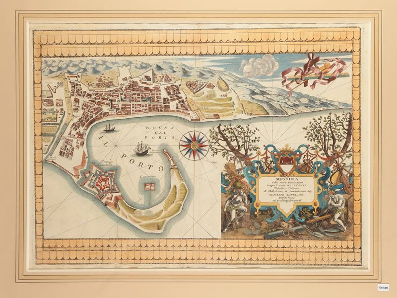 Vincenzo Maria Coronelli - Messina Colle Nuove Fortificazioni Doppo L'anno 1677
