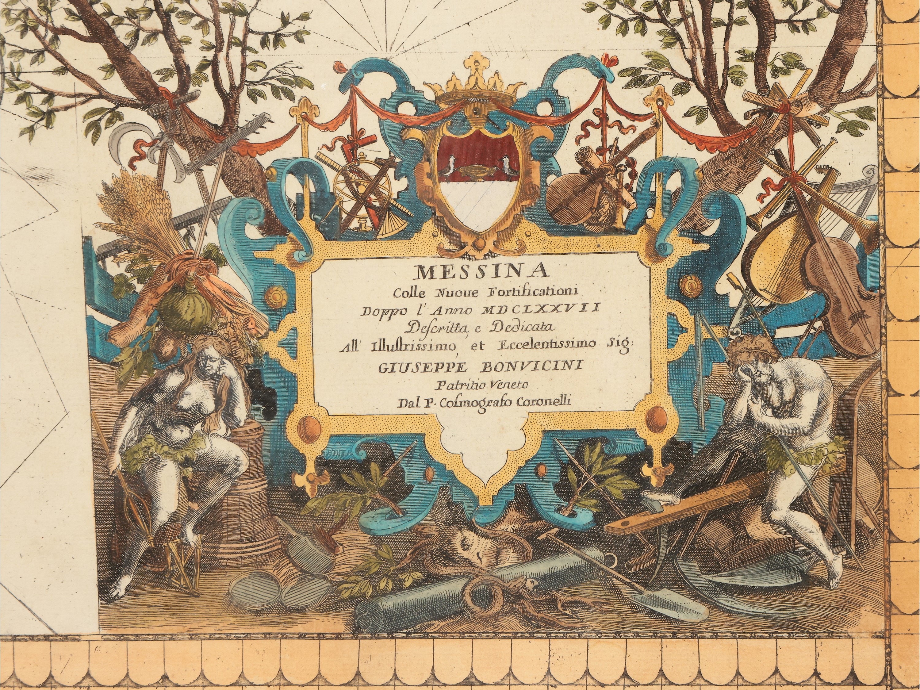 Vincenzo Maria Coronelli - Messina Colle Nuove Fortificazioni Doppo L'anno 1677